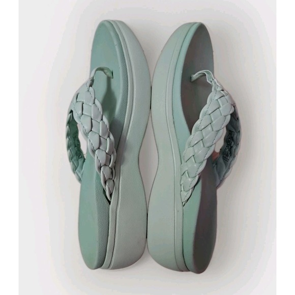 Vionic Kenji Platform Thong Sandals‎ Womens 6.5 Braided Leather Mint Green #274 - Picture 6 of 8